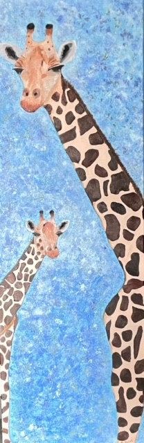 Graceful Heights : Mastering the art of painting a Majestic Giraffe. (120x40cm)